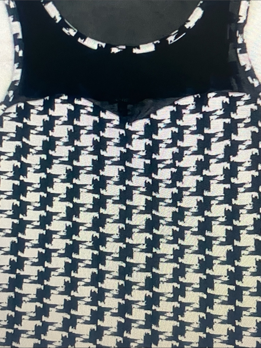Express Navy and White Patterned Scoop Neck Top